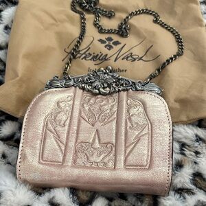 Patricia Nash Metallic Pink Leather Clutch
